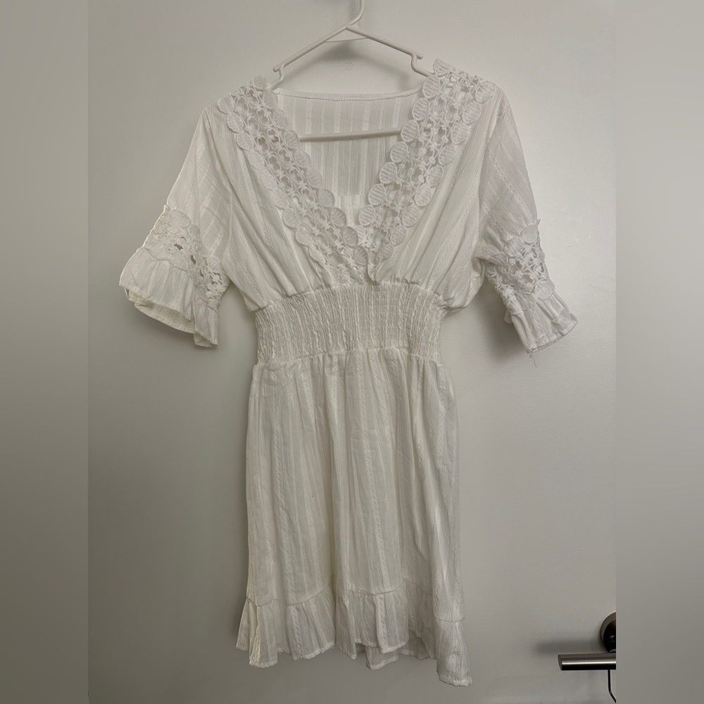 Lace-Detail Ruffle Hem Dress